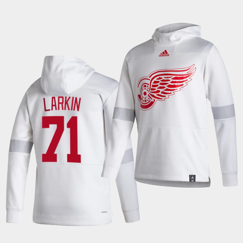 Men Detroit Red Wings #71 Larkin White NHL 2021 Adidas Pullover Hoodie Jersey->detroit red wings->NHL Jersey